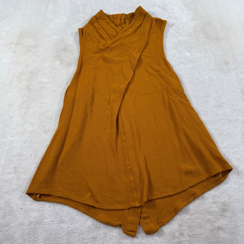 Maeve‎ Anthropologie Mustard Yellow Sleeveless Button Back Draped Front Top Sz 4